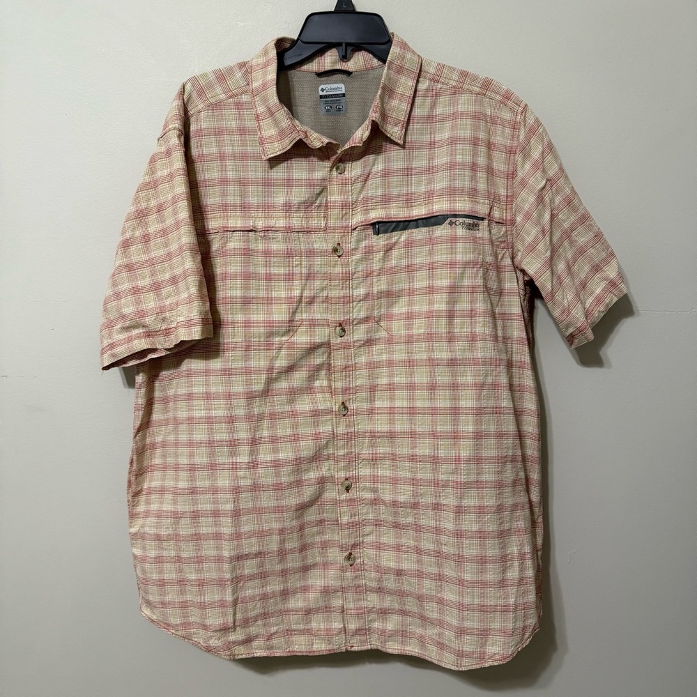 Columbia Men's Titanium Omni-Dry Casual Plaid Shirt - Orange and Cream